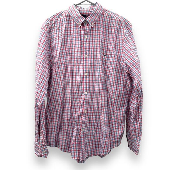 Vineyard Vines‎ White, Pink, & Blue Plaid Button Down Tucker Shirt Size L - Picture 1 of 10
